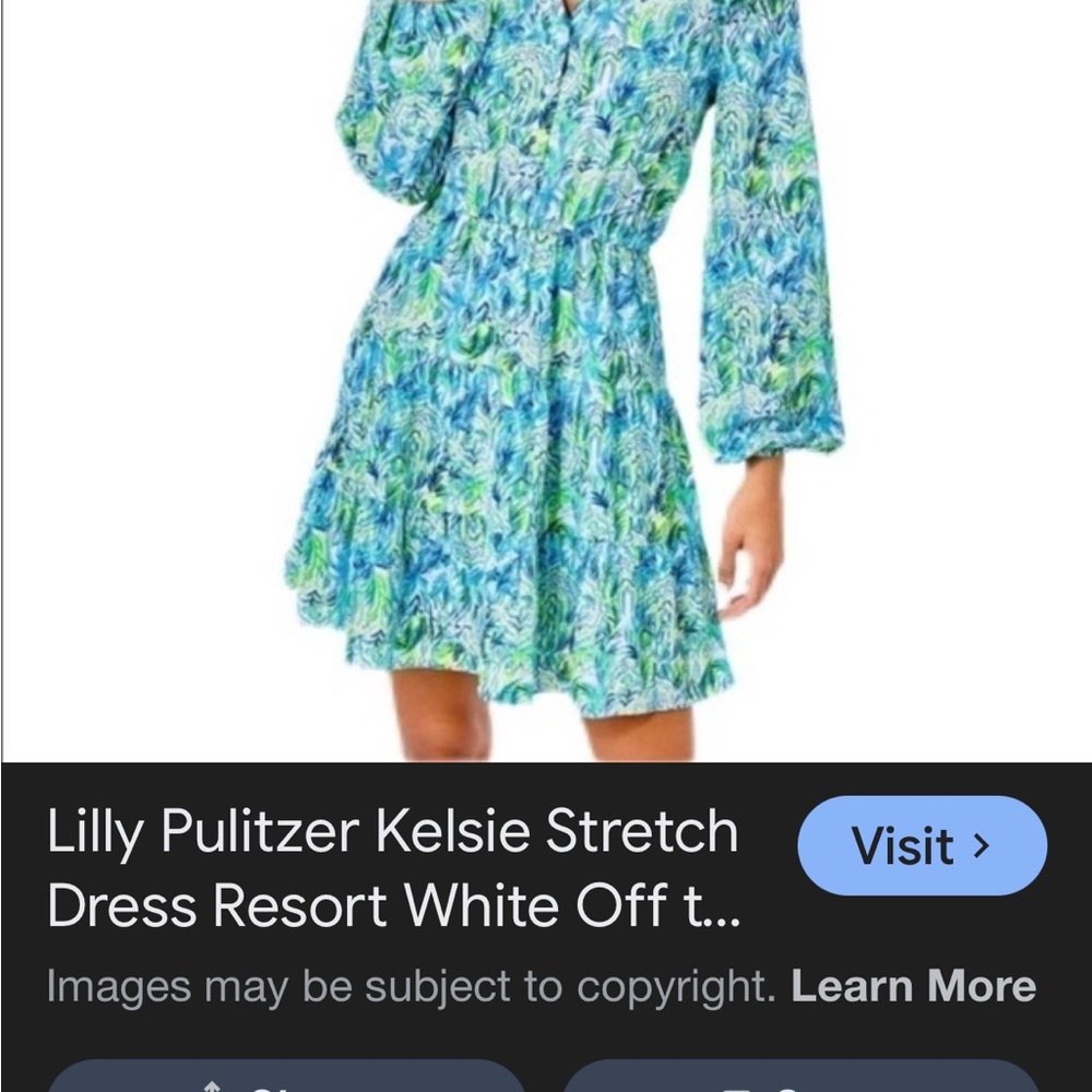 Lilly Pulitzer Blue and Green Printed Tiered Dress